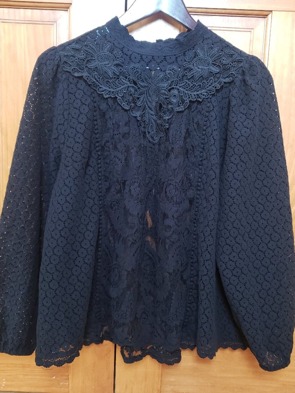 Torrid Black Lace Shirt 1X Whimsigoth Goth Workwear Sheer Cotton Chic relaxed